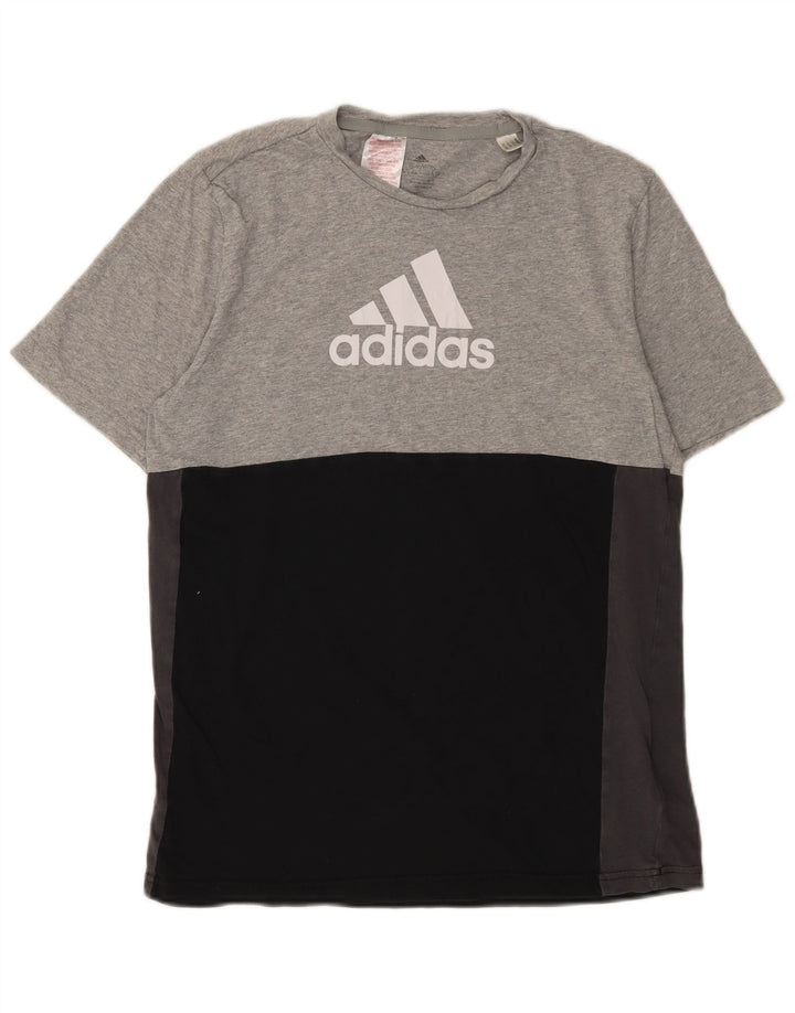 Tricou grafic ADIDAS pentru băieți Top 15-16 ani, gri, bumbac color bloc