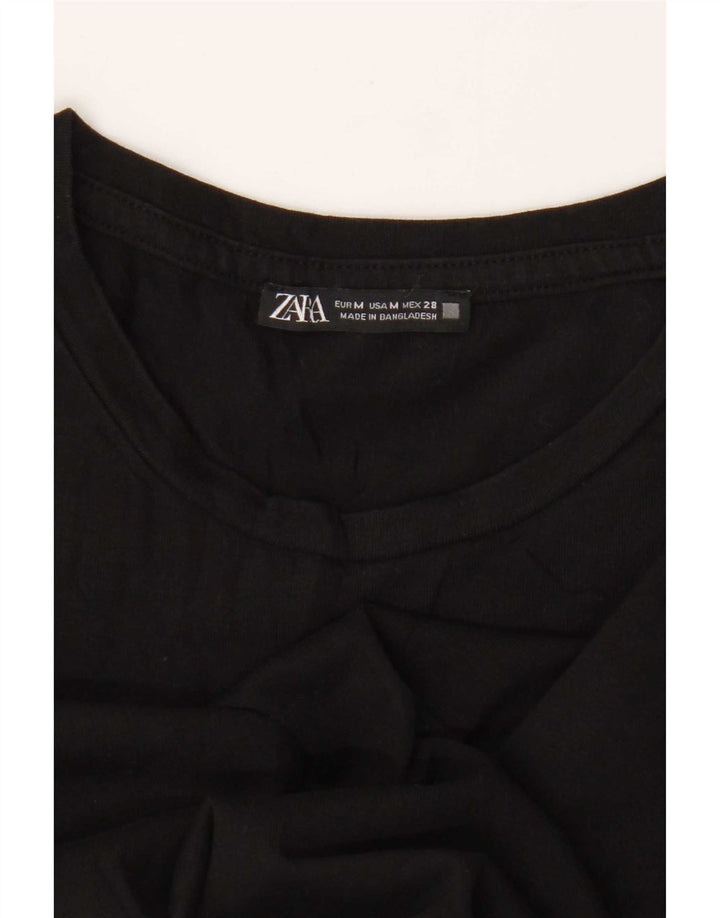 Tricou Crop pentru femei Zara UK 12 Medium Negru