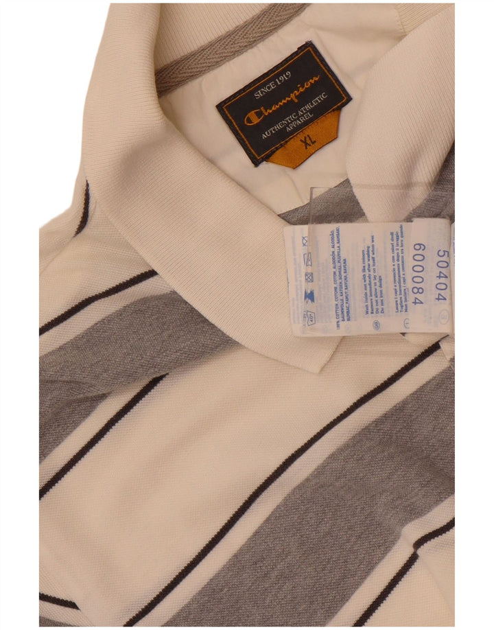 Tricou polo pentru bărbați Champion XL, bumbac cu dungi albe