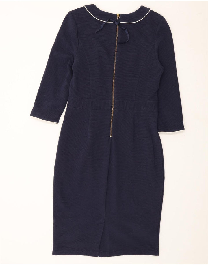 BODEN Womens 3/4 Sleeve Shift Dress UK 12 Medium Navy Blue Cotton Vintage Boden and Second-Hand Boden from Messina Hembry 