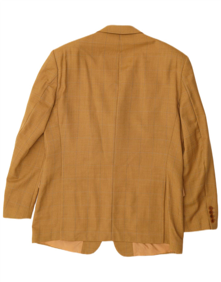 Blazer pentru bărbați HUGO BOSS, cu 3 nasturi, IT 52 XL, lână nouă, cu carouri galbene