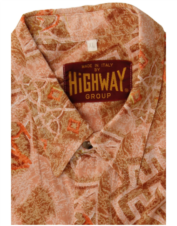 Cămașă Vintage Bărbați XL Maro Geometric