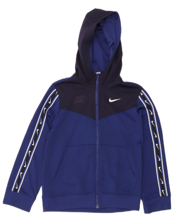 Pulover Nike Graphic Zip Hoodie pentru băieți 8-9 ani, mic, bleumarin, color block