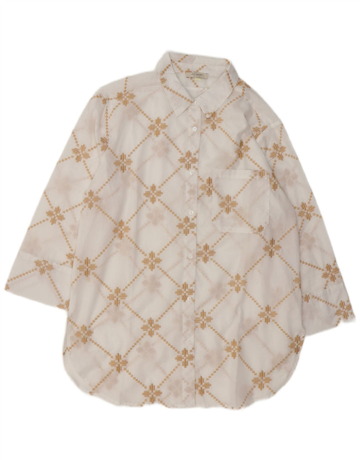 Cămașă supradimensionată pentru femei ALTAMIRA UK 14 Medium White Geometric Bumbac