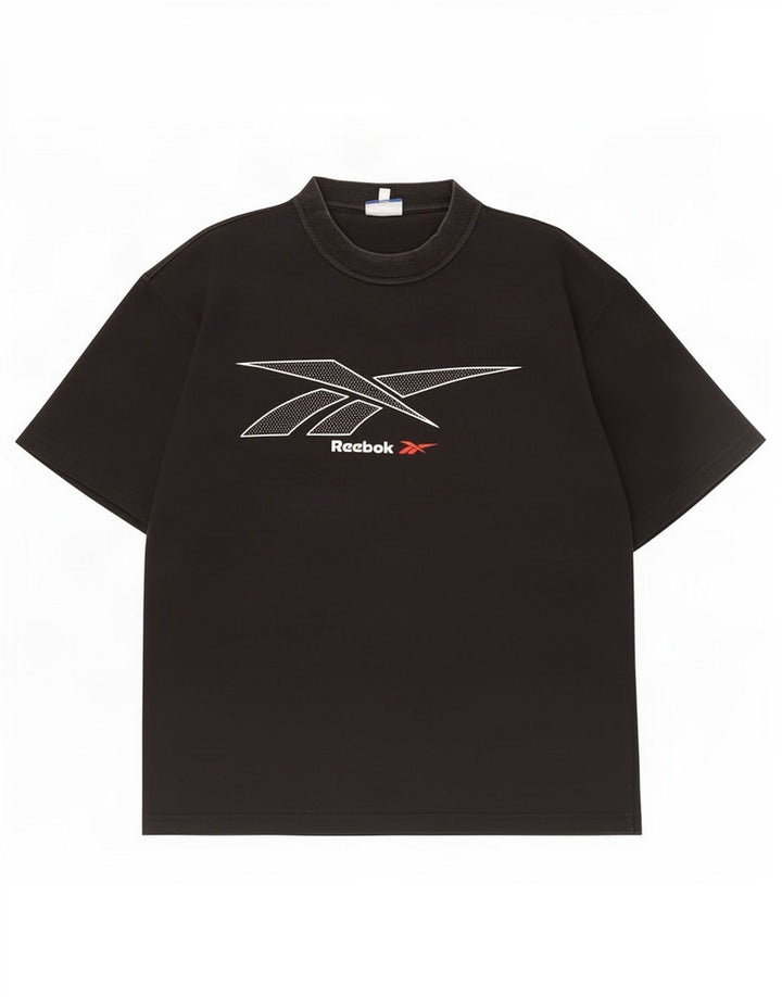 Tricou grafic Reebok pentru bărbați Top mediu din bumbac negru