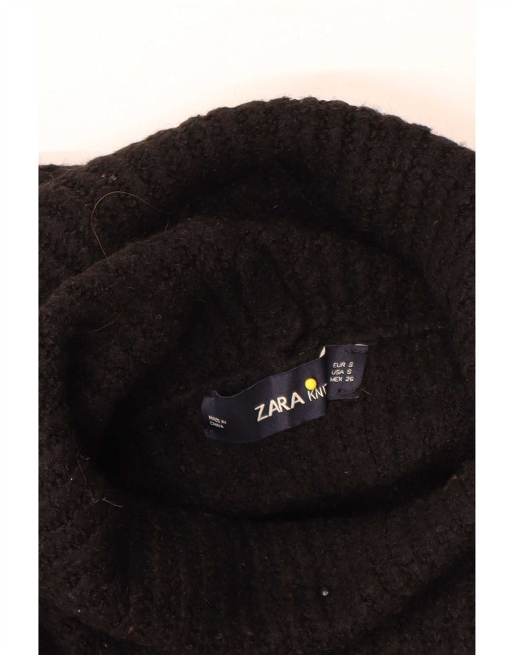 Pulover supradimensionat pentru femei Zara, cu gât rulat, UK 10, mic, negru, acrilic