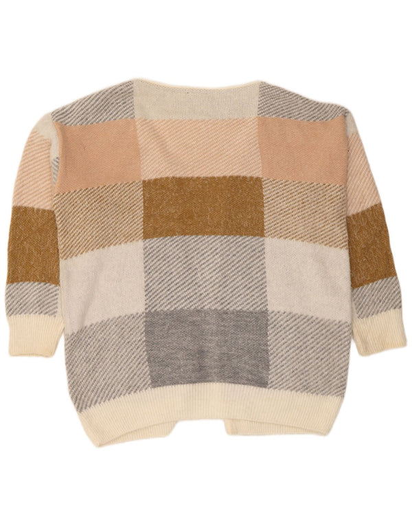 Pulover cardigan supradimensionat pentru femei Topshop UK 14 Medium Beige Check Acrylic