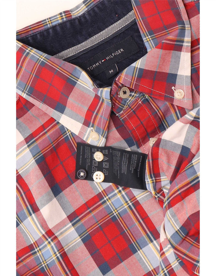 Cămașă pentru bărbați Tommy Hilfiger, bumbac cu carouri roșii medii