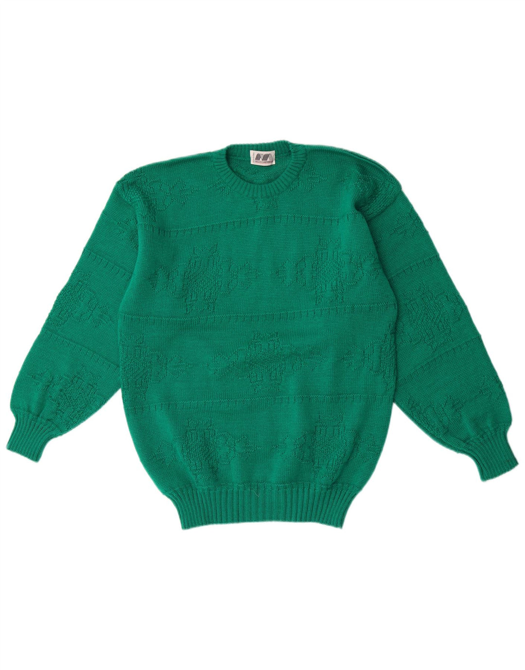 Pulover VINTAGE pentru bărbați cu decolteu, verde mediu