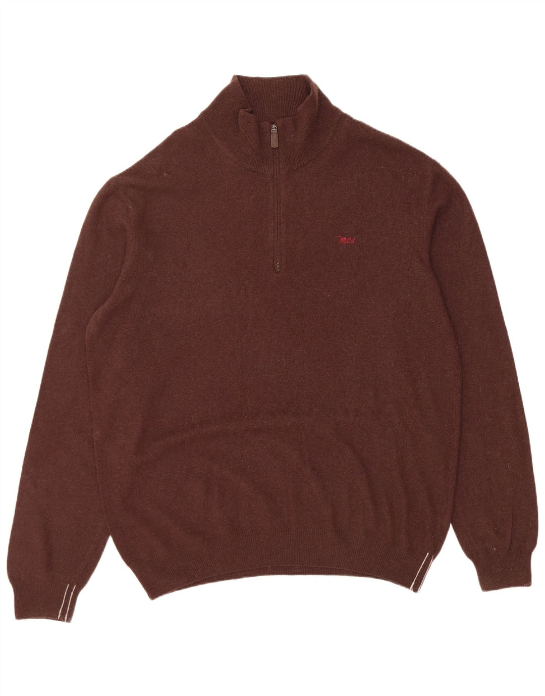 Pulover Marlboro Classics pentru bărbați, cu fermoar și gât, 2XL, lână maro