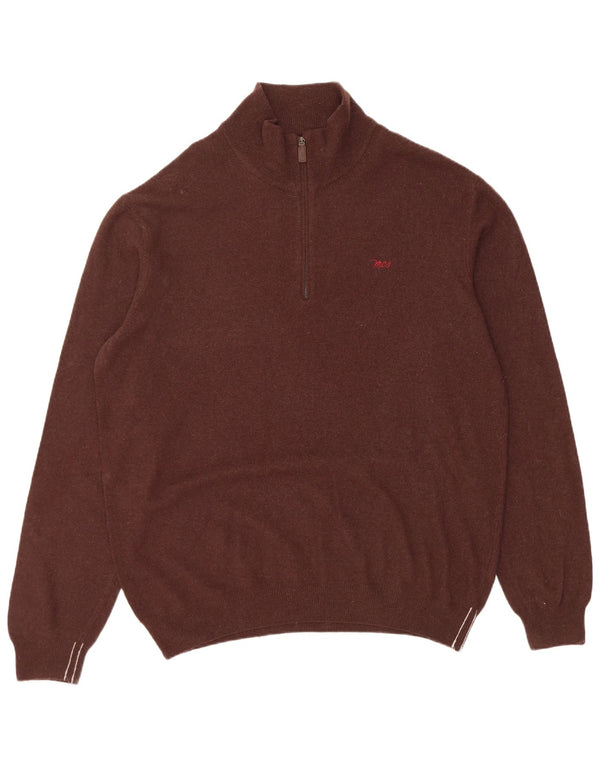 Pulover Marlboro Classics pentru bărbați, cu fermoar și gât, 2XL, lână maro