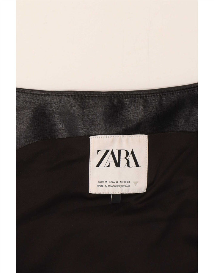 Vestă din piele pentru femei Zara UK 12 Medium Negru
