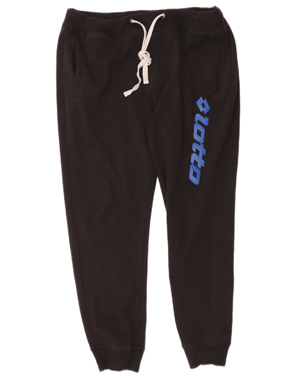 Lotto Womens Graphic Tracksuit Trousers Joggers UK 16 Large Black Cotton