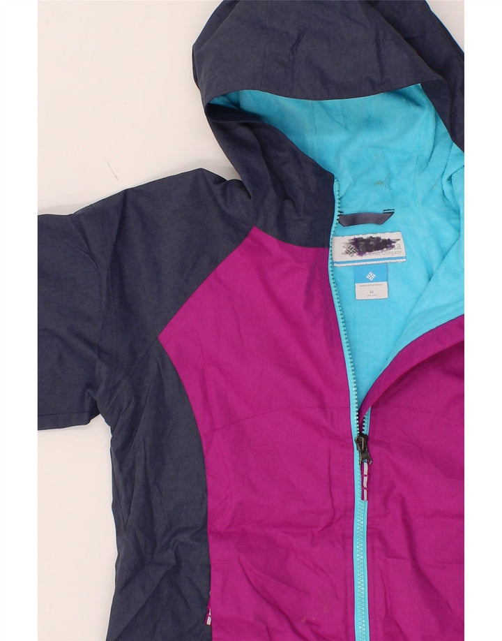 COLUMBIA Girls Windbreaker Jacket 10-11 Years Medium Pink Colourblock Vintage Columbia and Second-Hand Columbia from Messina Hembry 