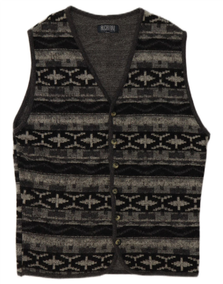 Pulover cardigan fără mâneci pentru bărbați Alcatraz, mic, gri, geometric