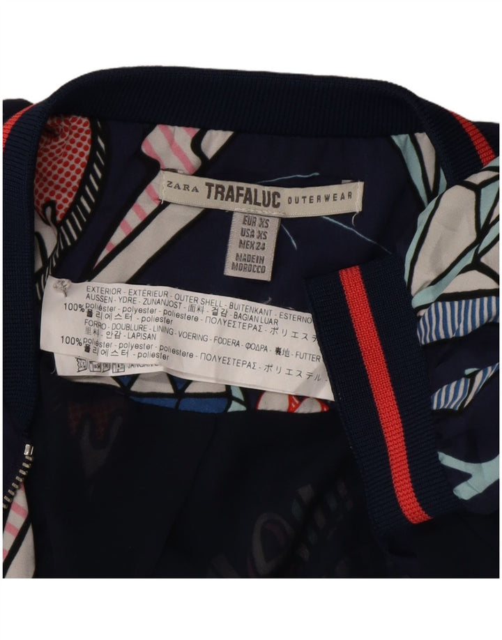 Jachetă bomber cu model abstract pentru femei Zara UK 6 XS bleumarin