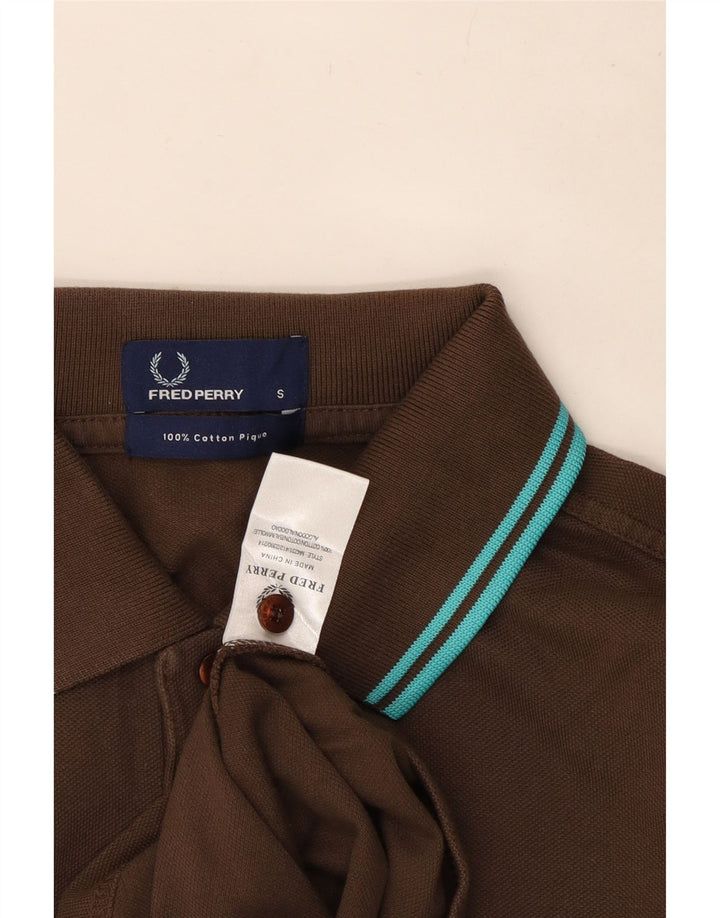 Cămașă polo cu mânecă lungă pentru bărbați Fred Perry, bumbac maro mic