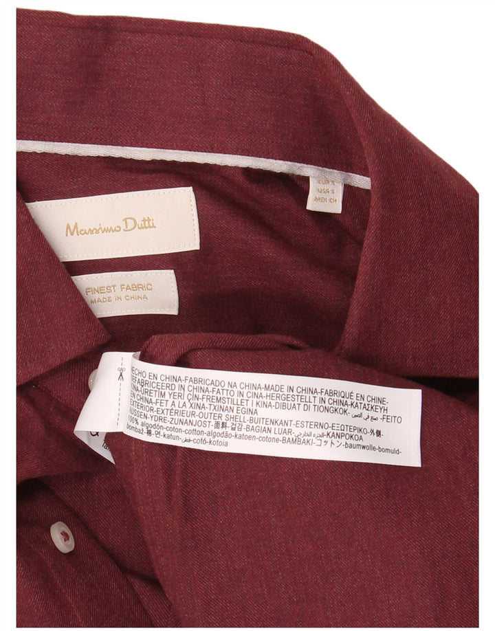 Cămașă pentru bărbați Massimo Dutti Bumbac Mic Burgundy