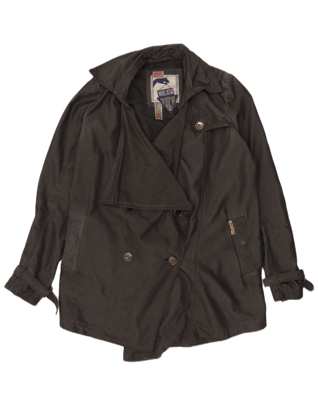 Trench supradimensionat pentru femei KHUJO UK 10 Poliester negru mic
