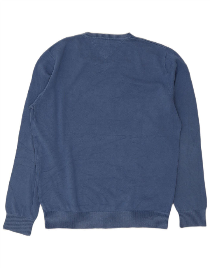 Pulover Tommy Hilfiger pentru bărbați, cu decolteu în V, bumbac albastru mediu