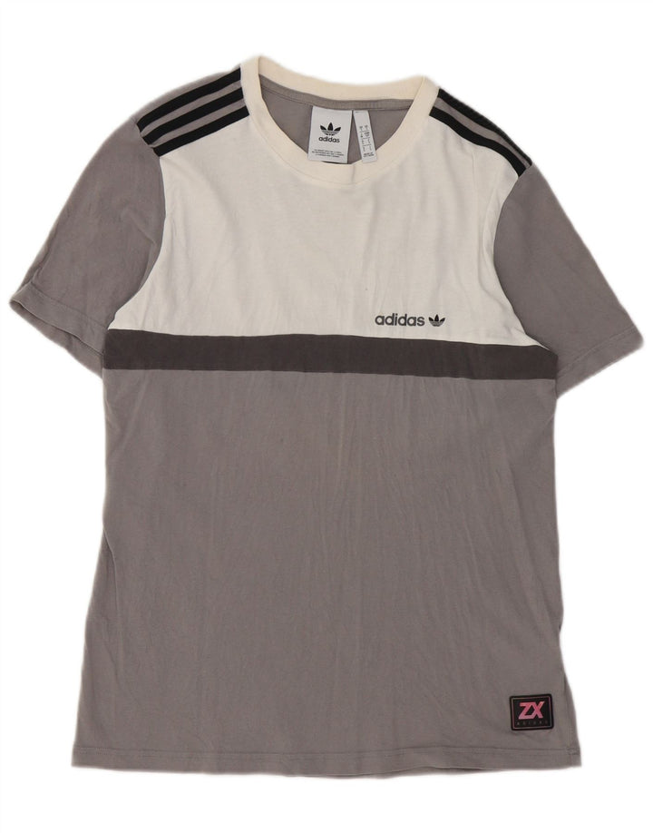 Tricou pentru bărbați Adidas Top mic gri, bumbac color bloc