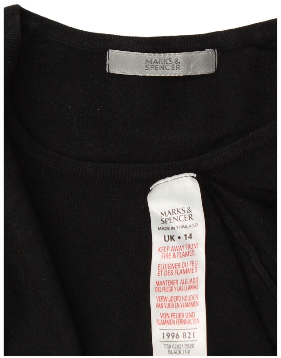 Pulover pentru femei Marks & Spencer Crop Boat Gât, UK 14 Medium Negru