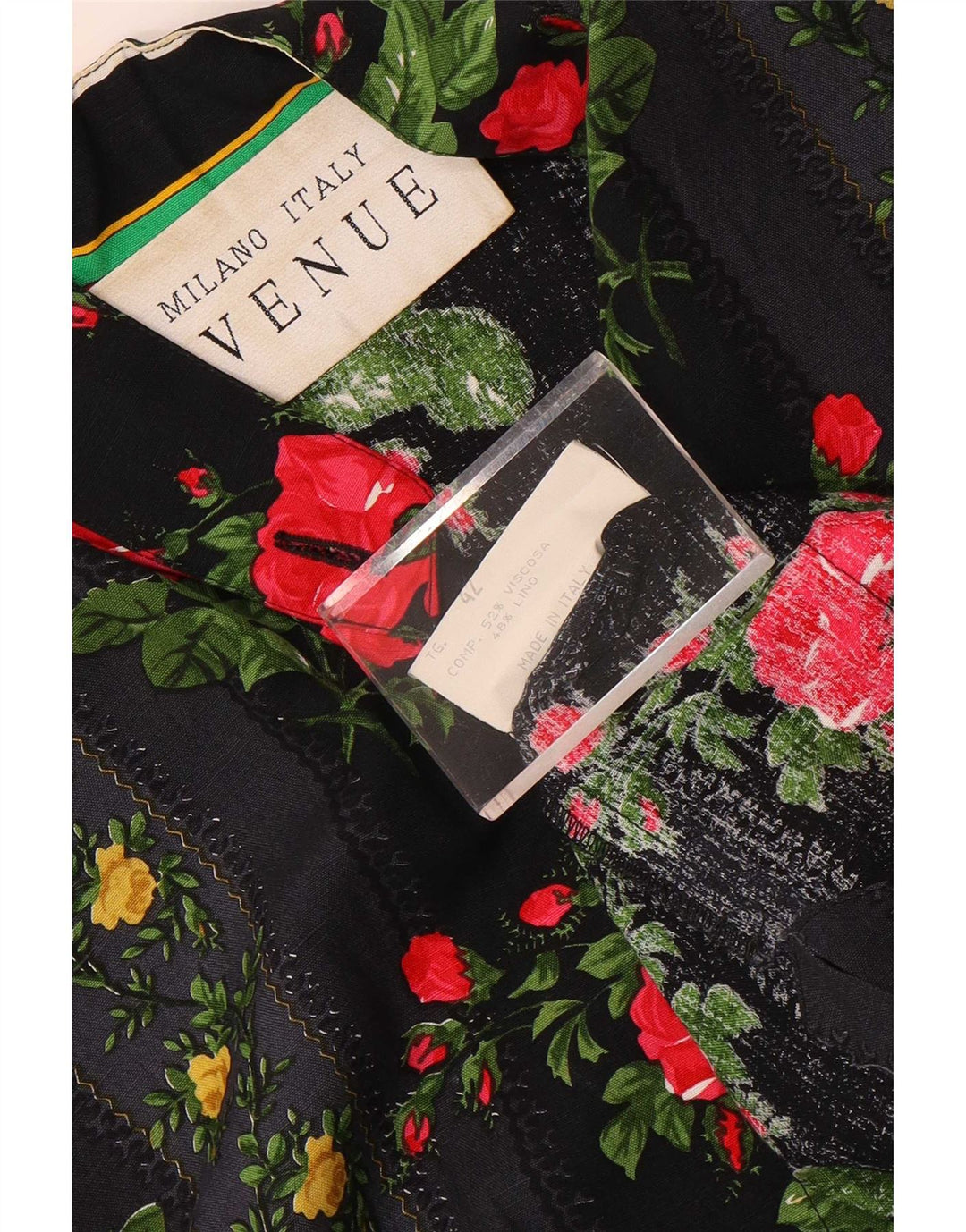 Bluză cămașă supradimensionată pentru femei Avenue, cu mâneci 3/4, IT 42 Medium Negru Floral