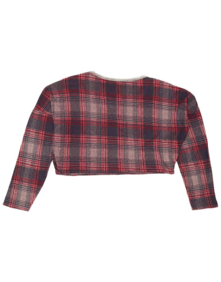 Topshop pentru femei Crop oversize Top cu mânecă lungă UK 8 Small Red Houndstooth