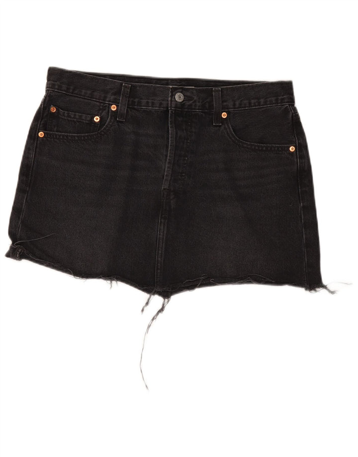 Fusta de blugi pentru femei Levi's W31 bumbac negru mediu