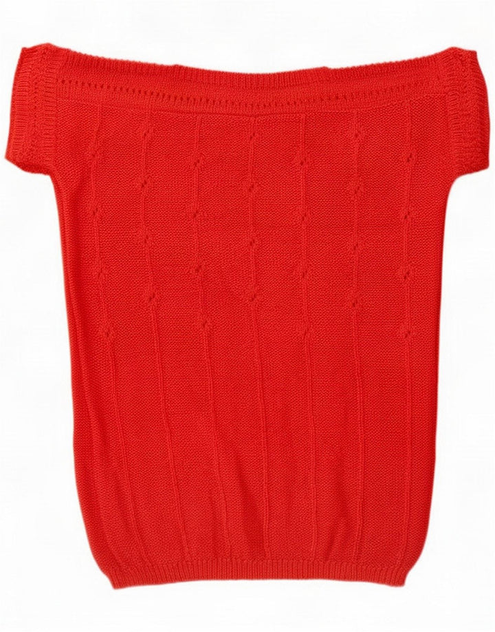 Vintage Womens Pullover Bluse Top UK 10 Small Red