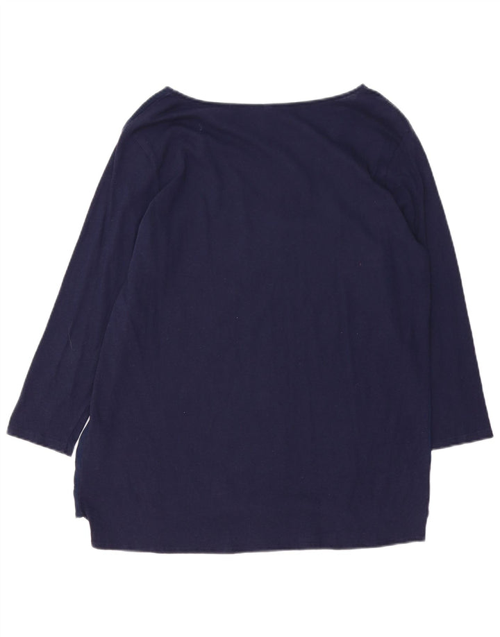 BENETTON Top pentru femei cu mâneci 3/4 UK 16 mare, albastru bleumarin, bumbac