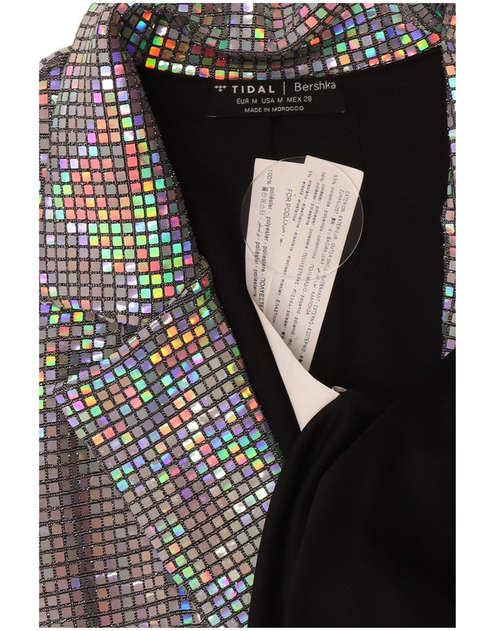 Sacou Bershka pentru femei, lung, mărimea UK 12, Mediu, Multicolor, Poliamidă