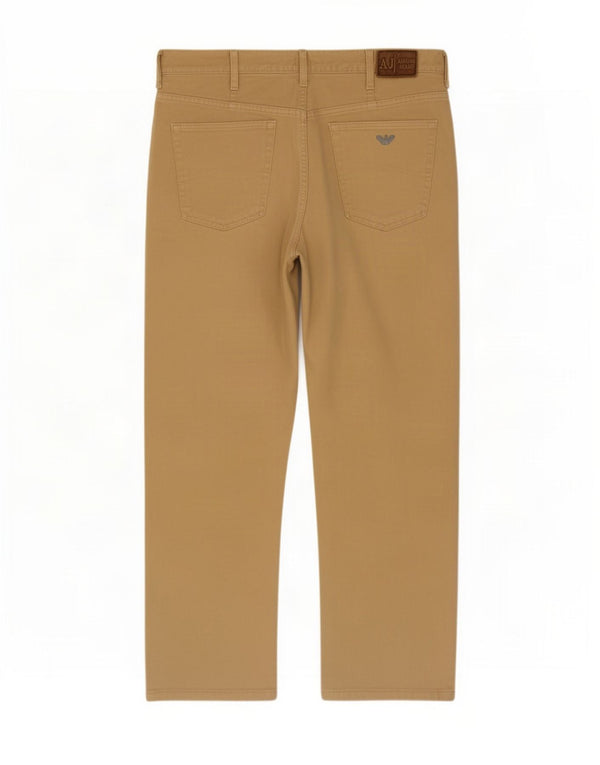 Armani Pantaloni Drepți Casual Bărbați L38 L28 Maro Bumbac