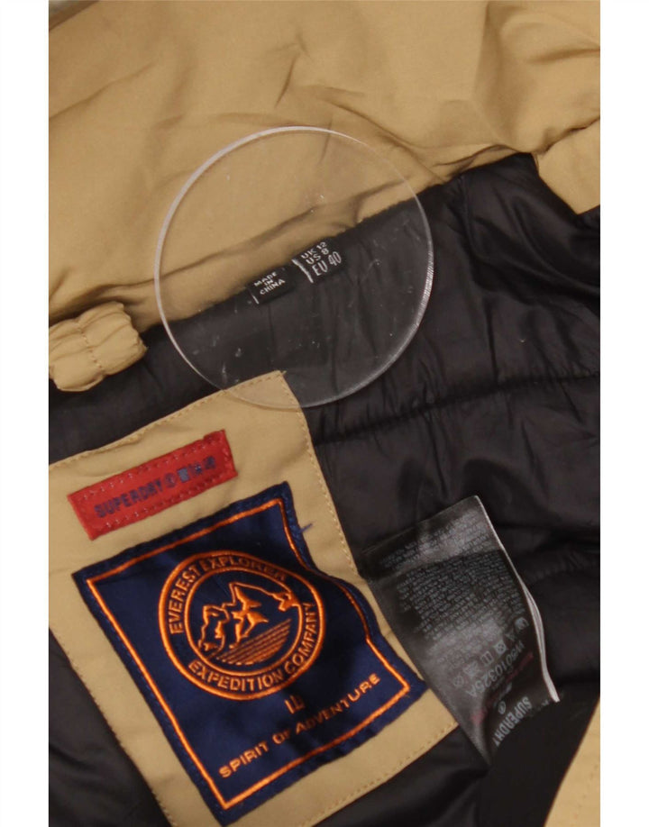 Jachetă parka cu glugă Superdry pentru femei UK 12 Medium Bej Poliester