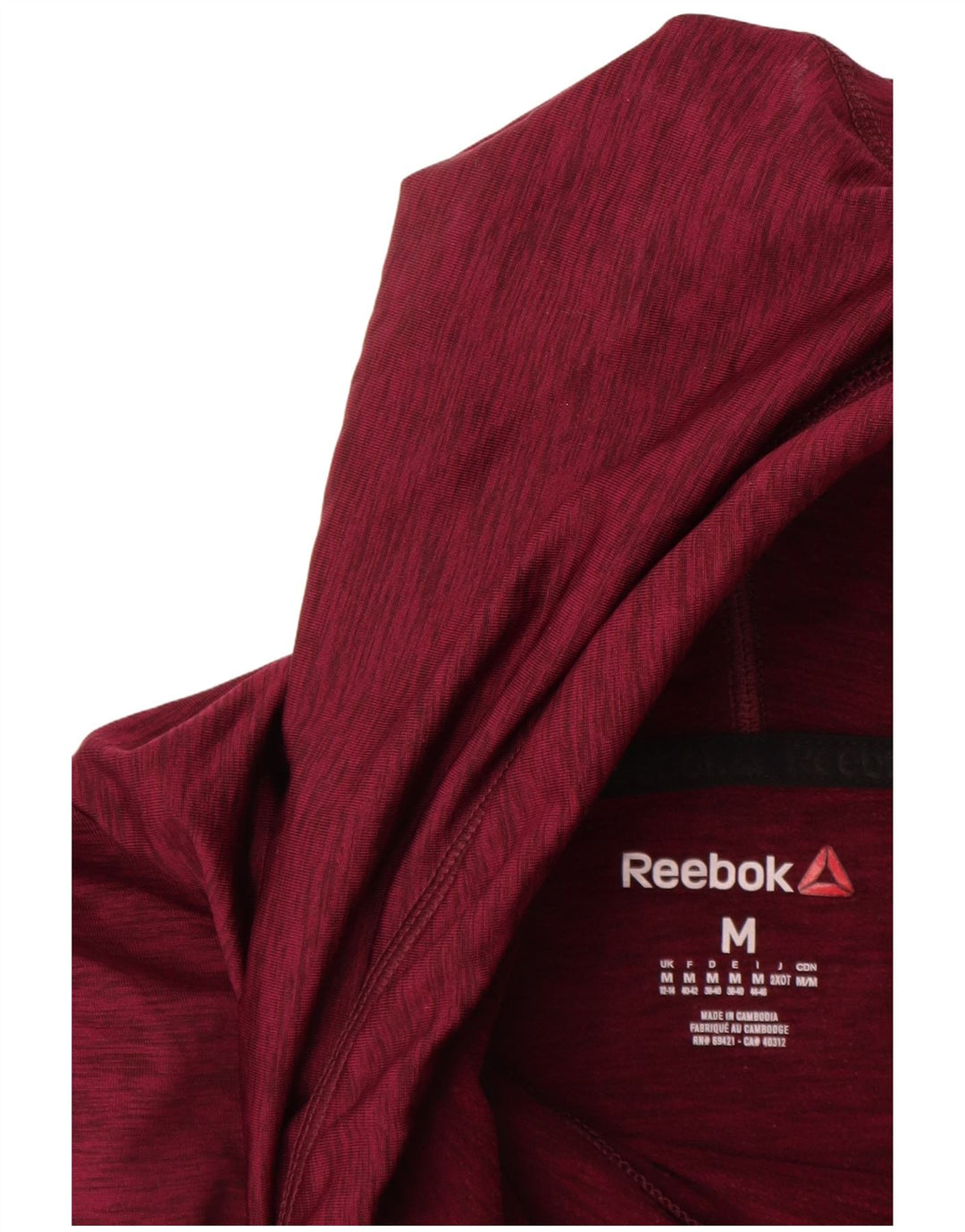 Pulover cu glugă REEBOK pentru femei UK 12/14 Medium Maroon Flecked Poliester