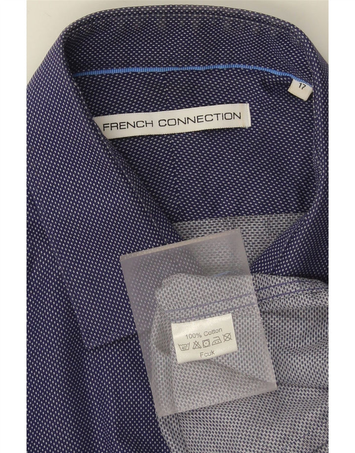 Cămașă pentru bărbați French Connection Mărimea 17 XL Bumbac cu pete albastru bleumarin