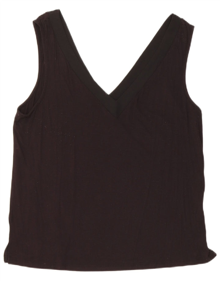 WAREHOUSE Crop Vest Top pentru femei UK 14 Medium Black Viscose