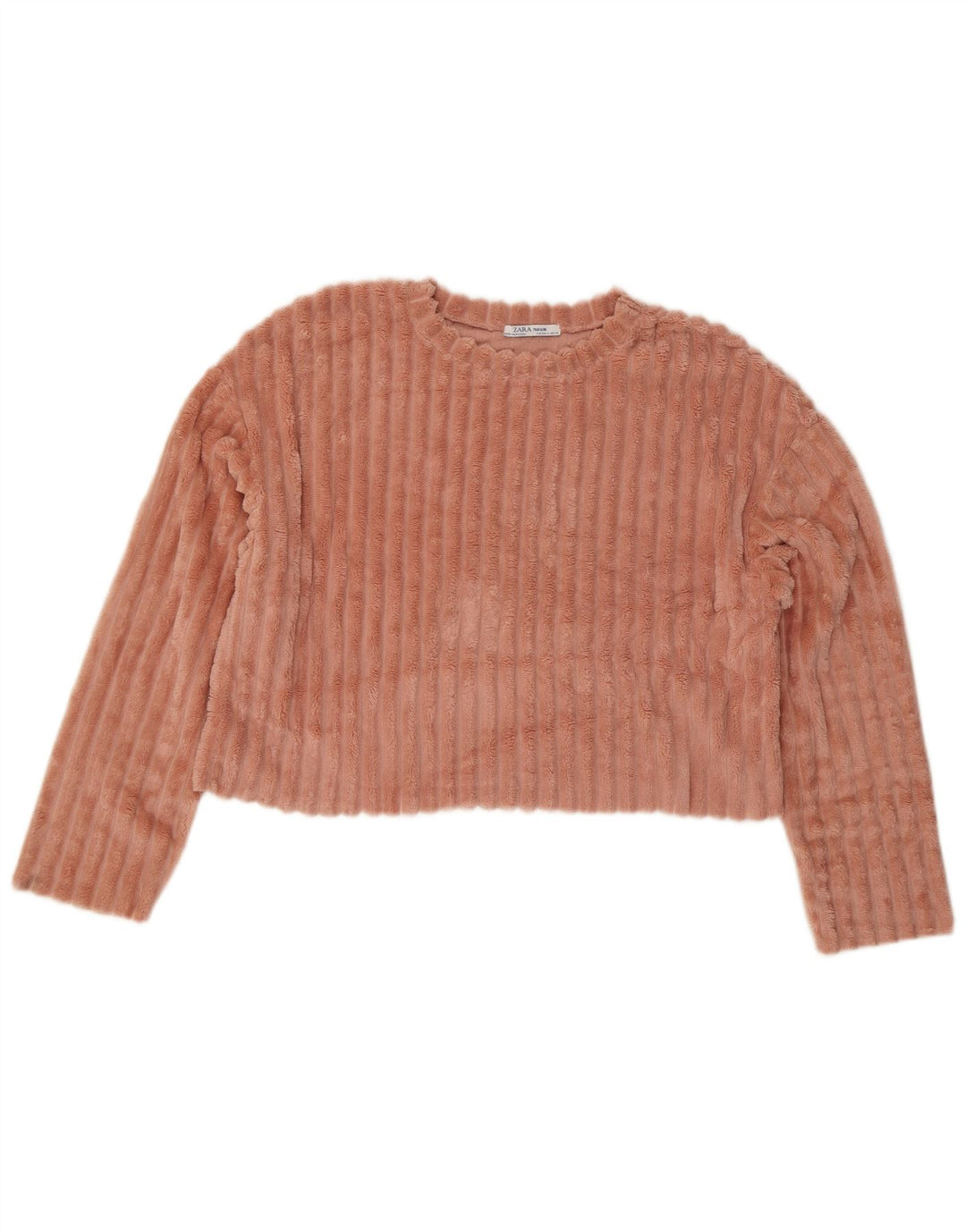 Bluză supradimensionată pentru femei Crop din velur Zara UK 10 Poliester roz mic