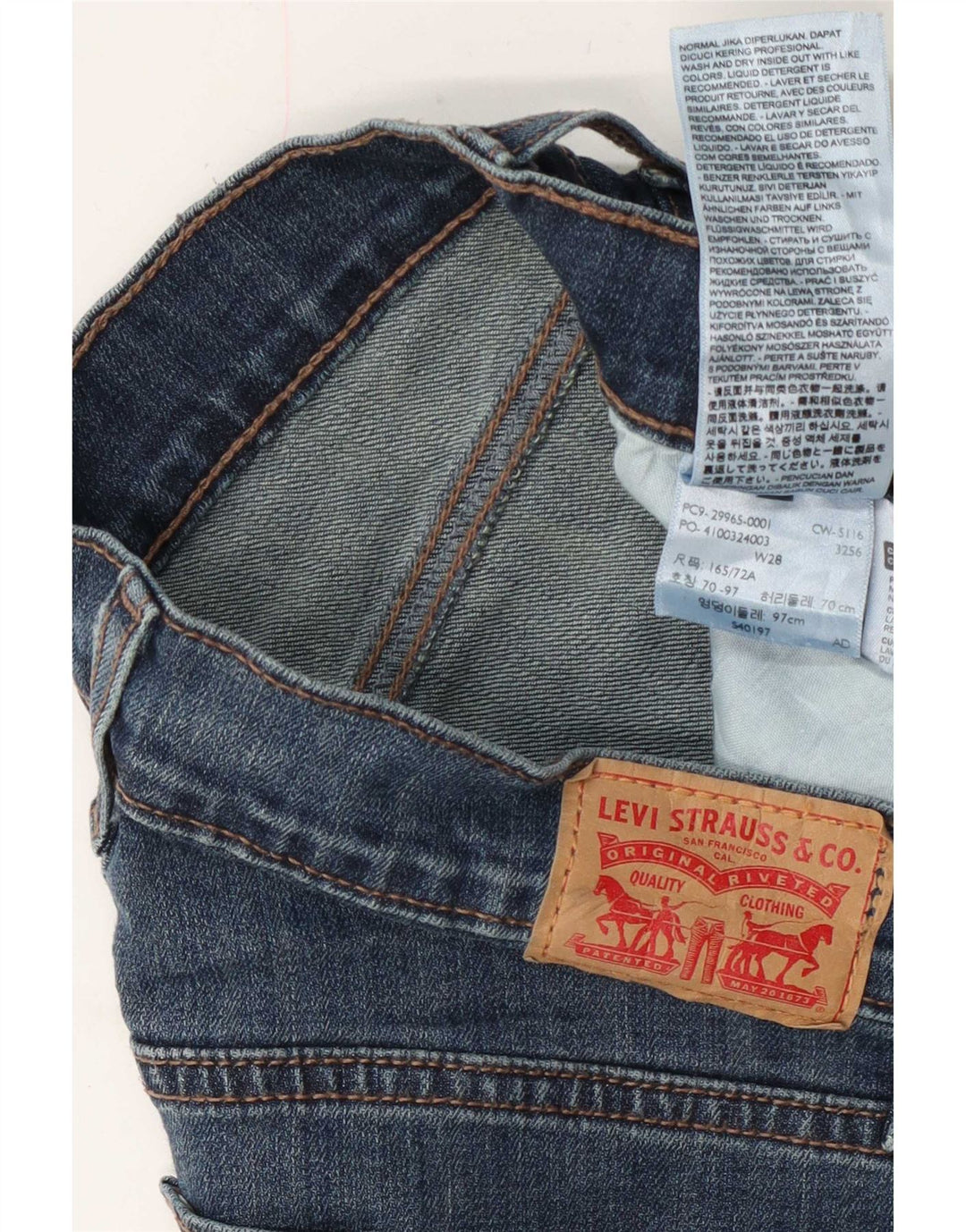 Pantaloni scurți din blugi Levi's W28, bumbac albastru mediu