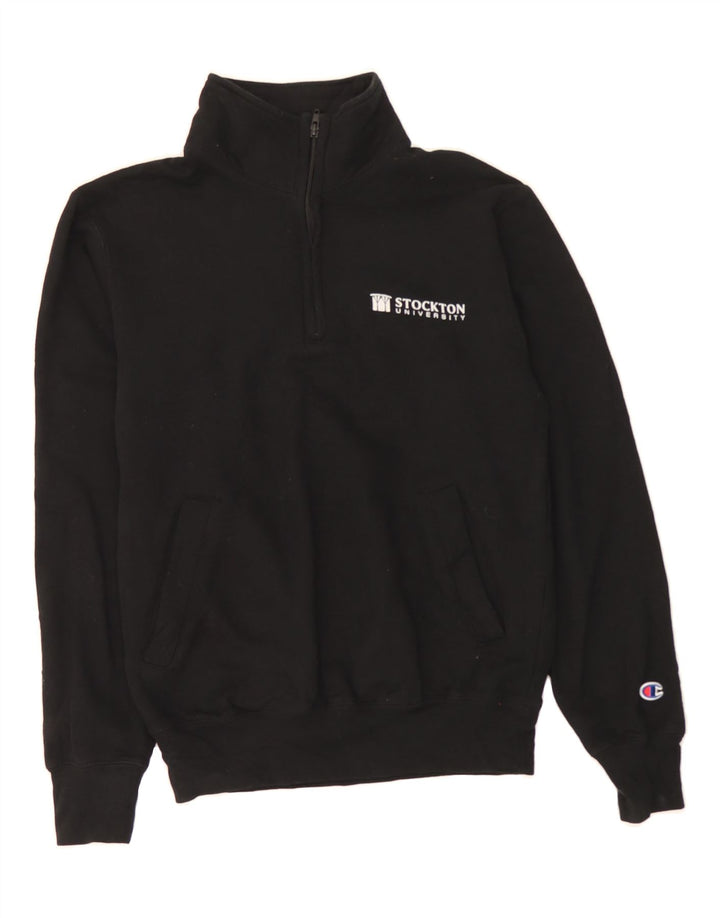 CHAMPION Mens Slim Zip Neck Sweatshirt Jumper XS Black Vintage Champion and Second-Hand Champion from Messina Hembry 