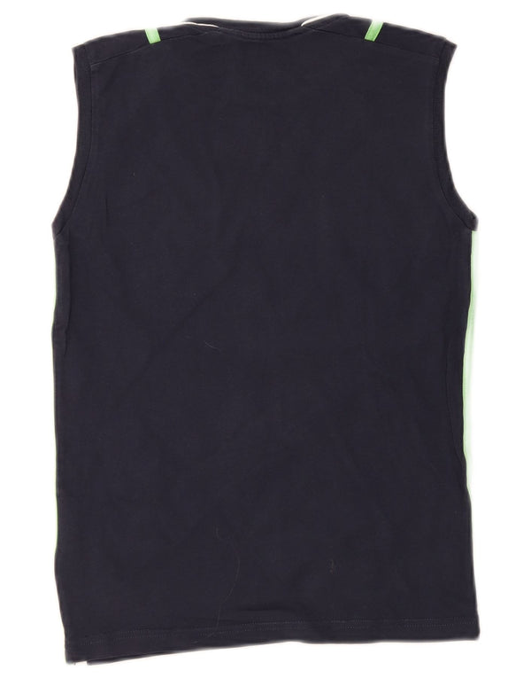 Champion Boys Graphic Vest Top 11-12 Years Large Navy Blue Striped Cotton