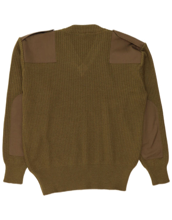 Pulover militar vintage pentru bărbați cu decolteu în V, armată mare kaki