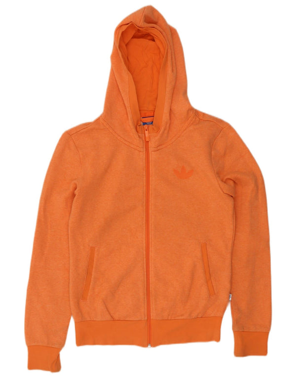 Pulover Adidas pentru femei cu fermoar, UK 8, bumbac portocaliu mic