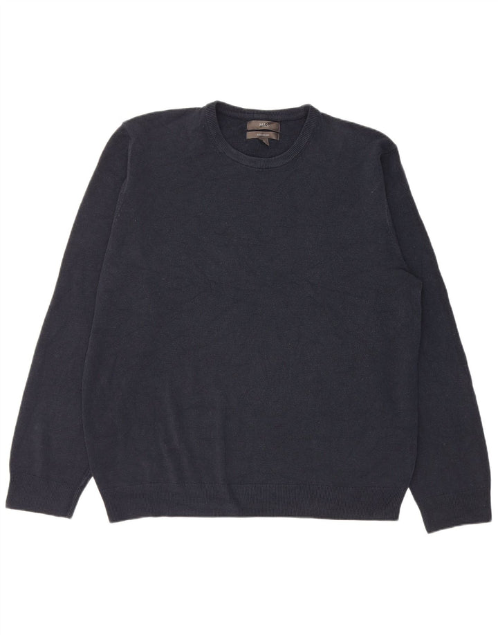 Pulover pentru bărbați Marks & Spencer, cu gât crew, 2XL, acrilic, albastru bleumarin