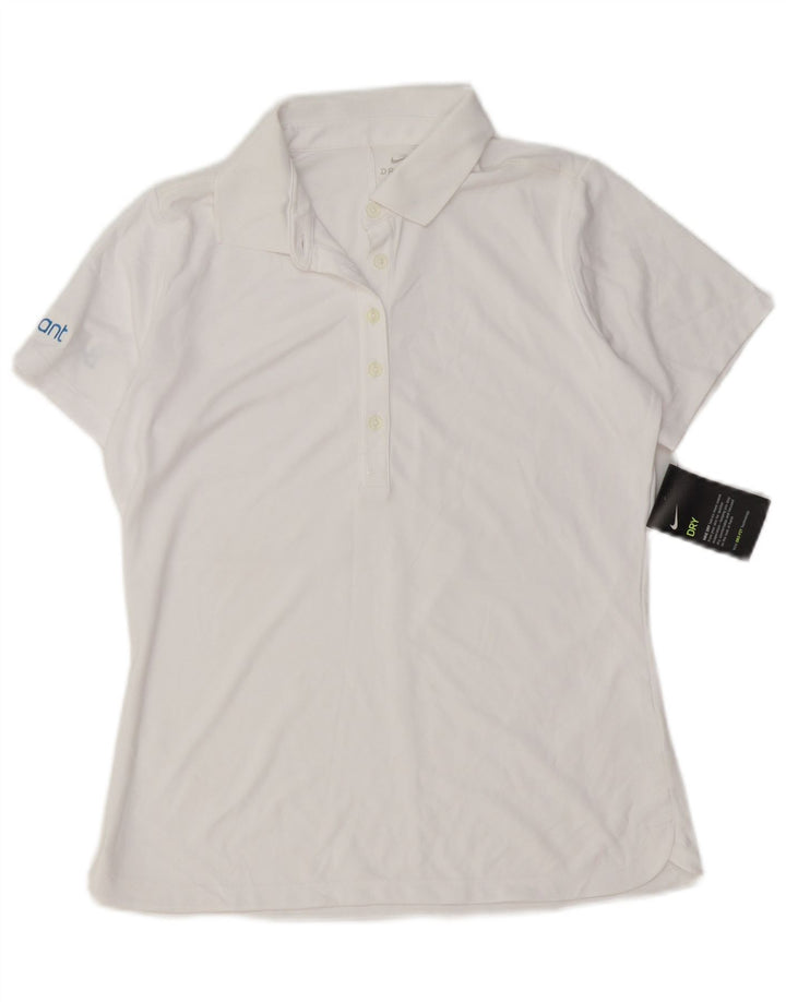 Tricou polo Nike Dri Fit pentru femei UK 12 Poliester alb mediu