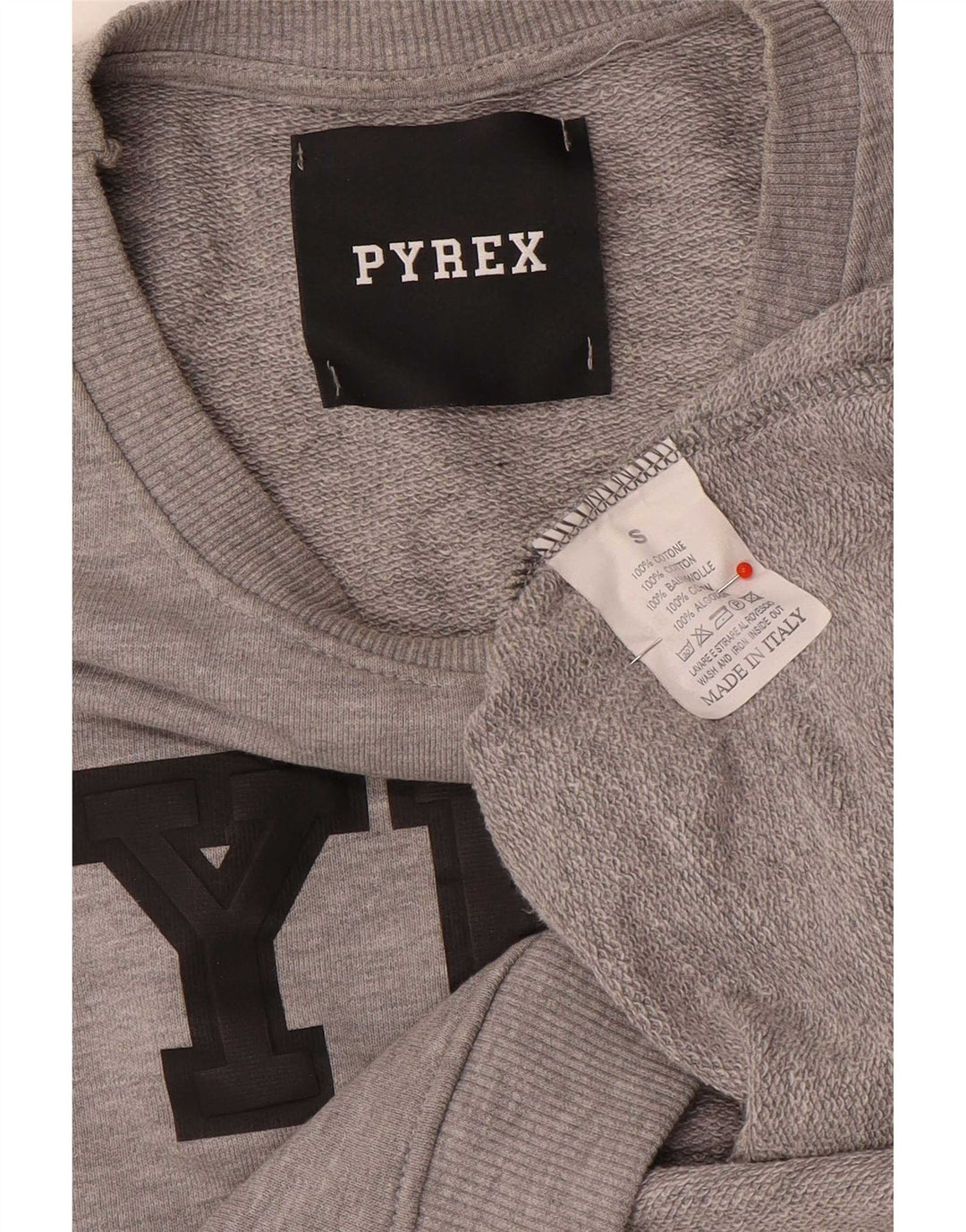 Pulover Pyrex pentru femei, crop supradimensionat, cu grafică, UK 10, gri mic