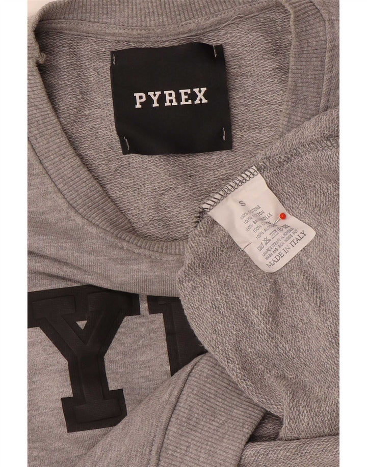 Pulover Pyrex pentru femei, crop supradimensionat, cu grafică, UK 10, gri mic