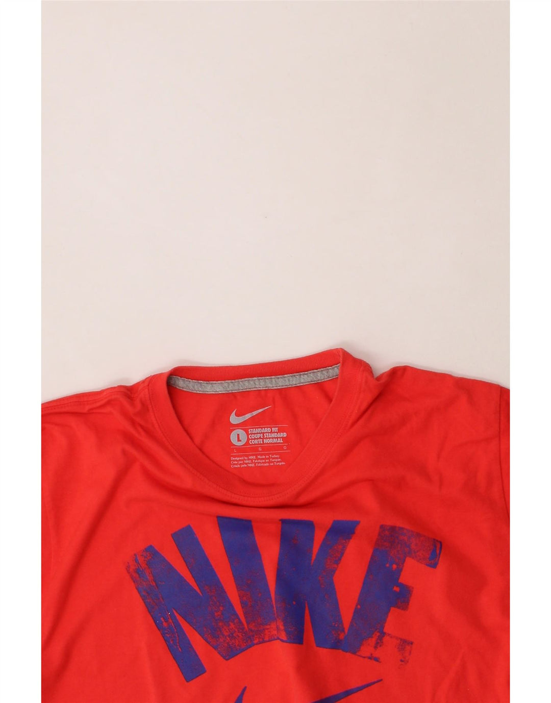NIKE Mens Standard Fit Graphic T-Shirt Top Large Red Vintage Nike and Second-Hand Nike from Messina Hembry 