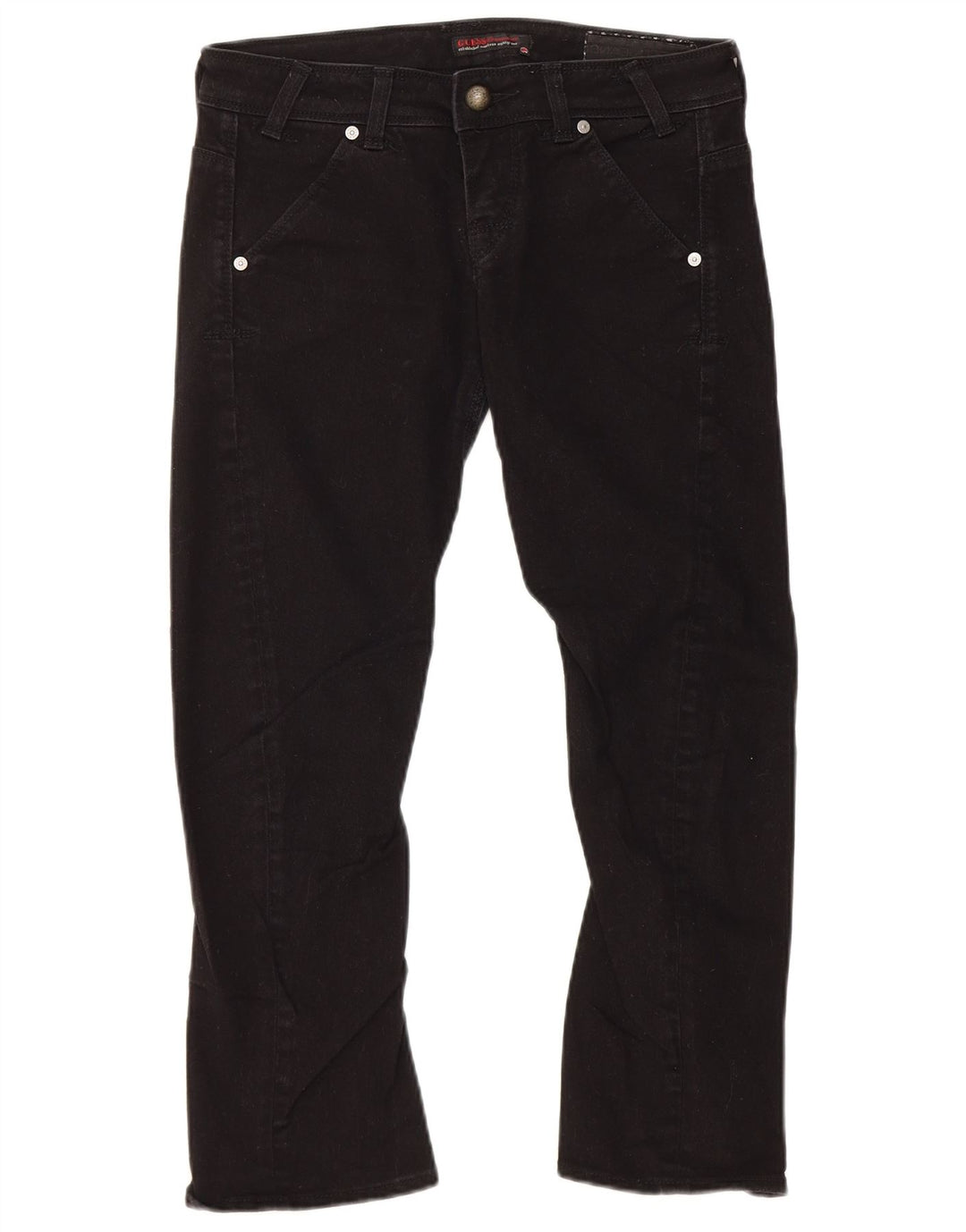 Guess Blugi de damă cropped W28 L23 bumbac negru