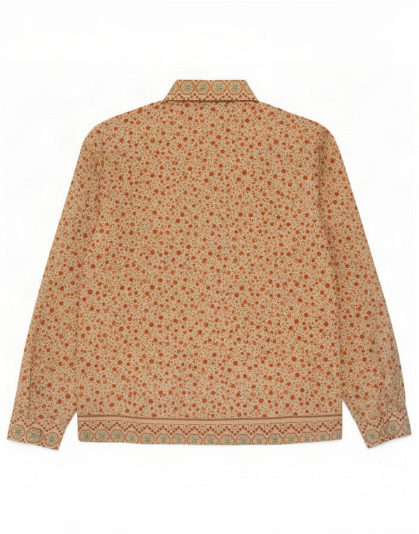 Bluză de cămașă vintage pentru femei UK 14 Medium Bej Poliester floral